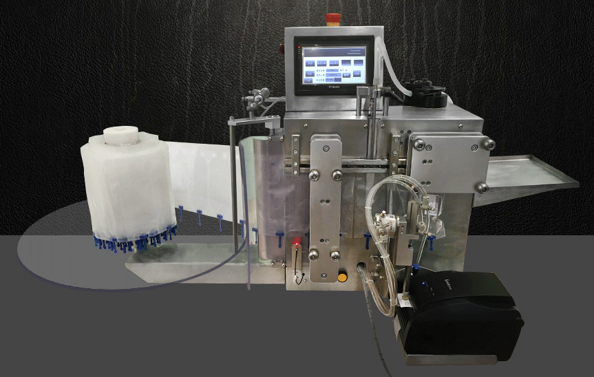 Automatic device for packaging and labelling semen doses machine
