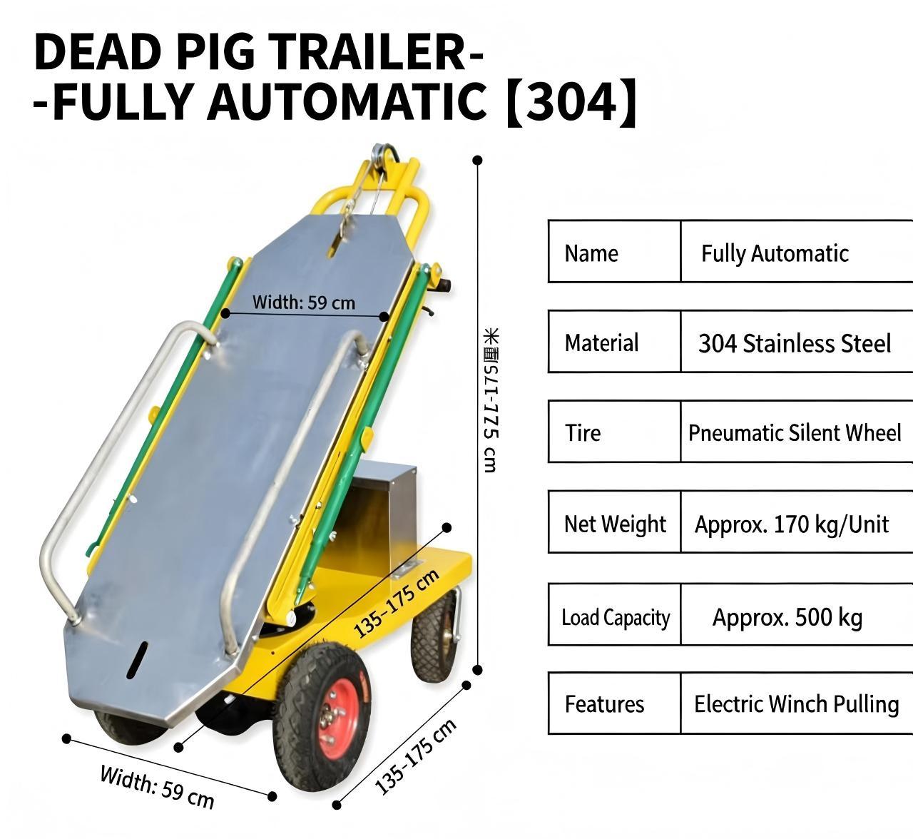 Fully Automatic Sow Carcass Transport Cart 304-Stainless Steel Dead Pig Transport  Trolley